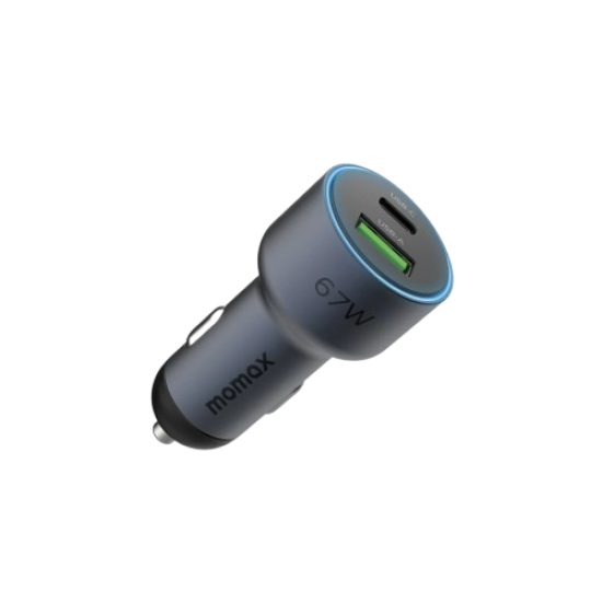 Momax MoVe 67W dual-port car charger (Bundle with DC21) (UC16GSC) - Space Grey