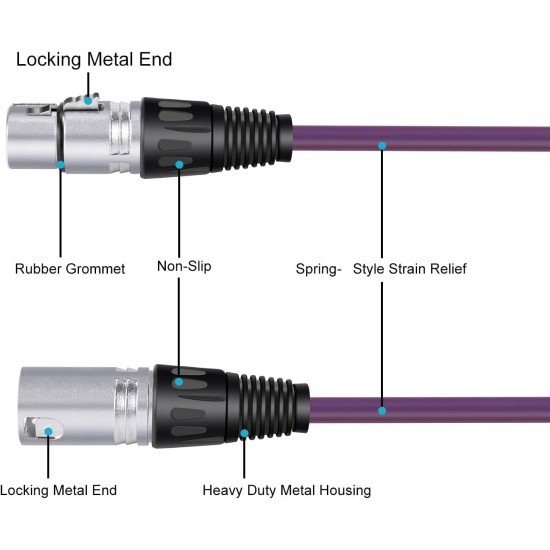 6Pack 25 feet/7.6m Mic Cable Cord, XLR Male to XLR Female Microphone Audio Colored Snake Cables