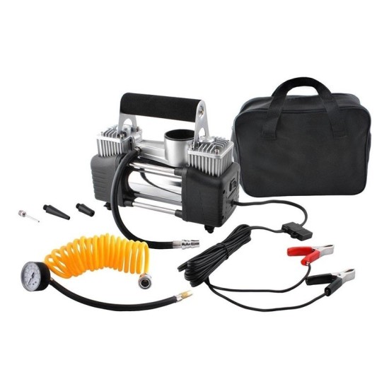 2Cylinder 13.8 Volt Air Compressor With Pressure Gauge | Carrying Bag