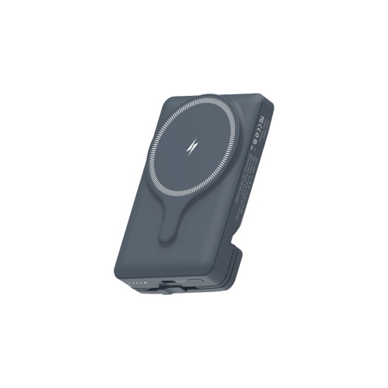 Powerology 5000mAh Power Bank With Magnetic Wireless Charger Car Mount - Gray