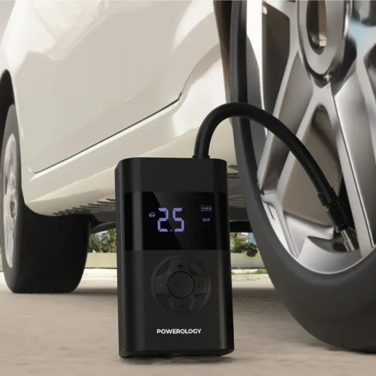 Powerology Ultra Portable Air Compressor Power Bank - Black