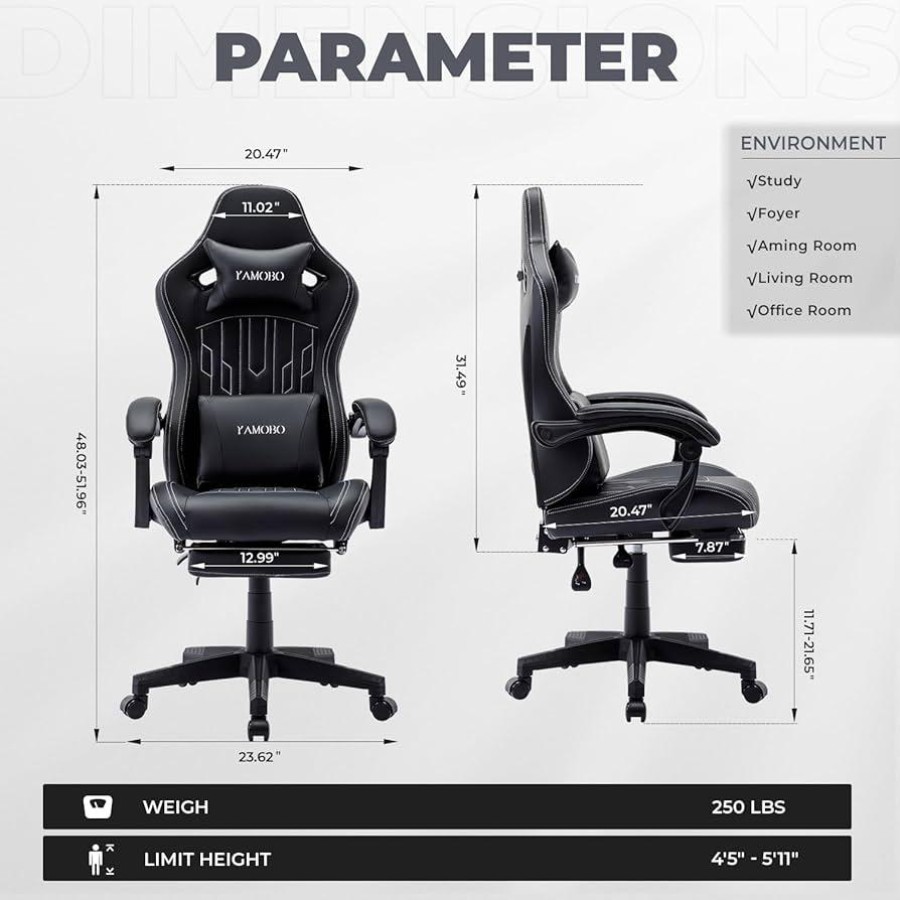 YAMOBO Gaming Chair with Footrest