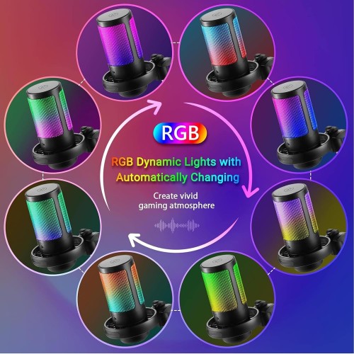 USB Gaming Condenser Microphone RGB FOR Desktop PS4/PS5/ANDROID/MAC - Black