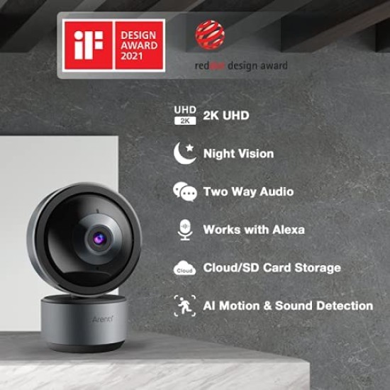 Arenti Indoor 3MP/2K Wi-Fi Pan Tilt Camera