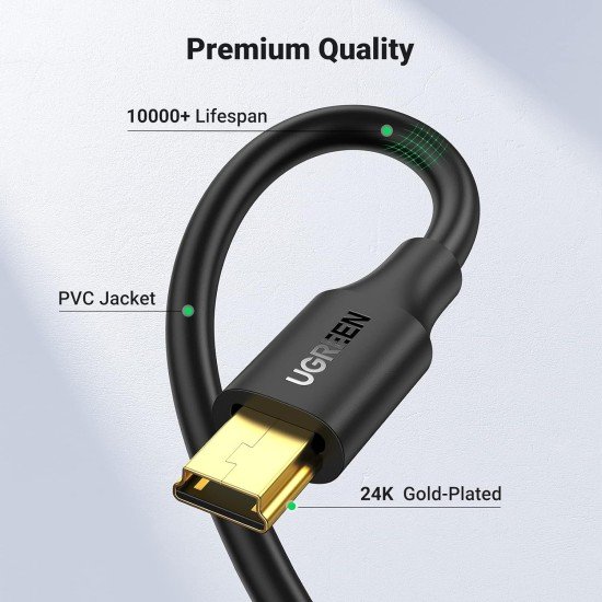 UGREEN USB 2.0 A Male to Mini 5 Pin Male Cable 1m (Black) 10355-US132