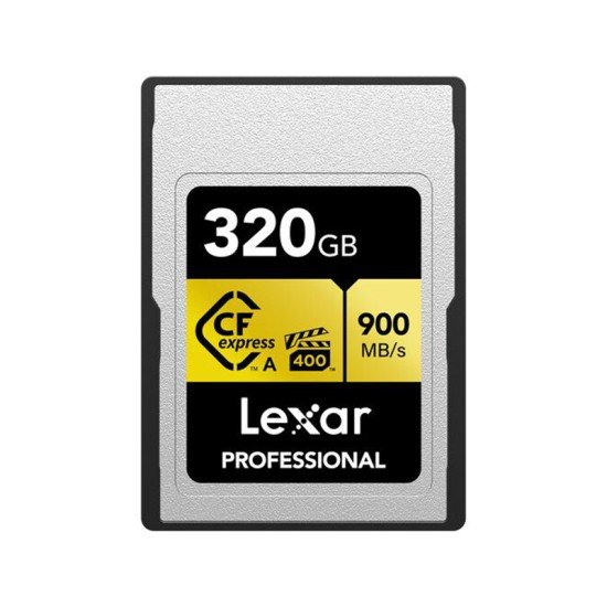 LEXAR 320GB CFexpress Type A Memory Card Gold Series, 900MB/s Read, 800MB/s Write with USB 3.2 Gen 2 Reader