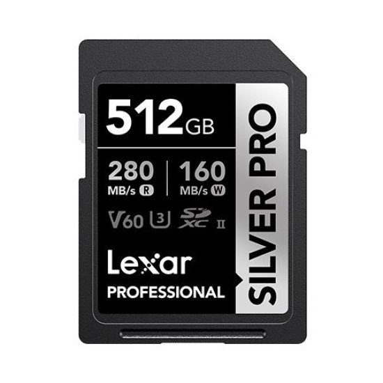 LEXAR 512GB Professional SILVER PRO SDXC UHS-II Memory Card