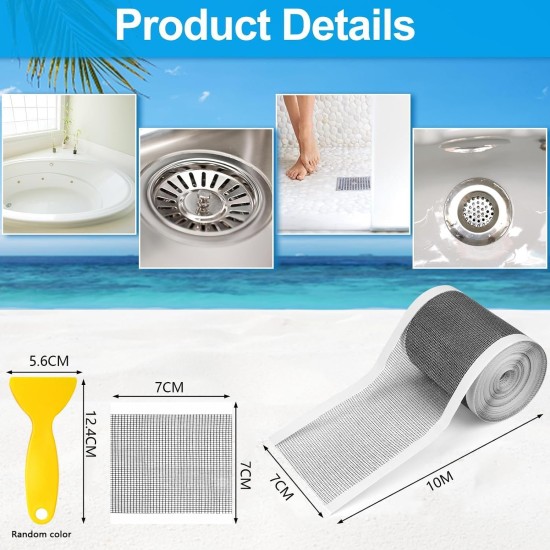 Self-Adhesive Shower Drain Hair Catcher Mesh Sticker 10M