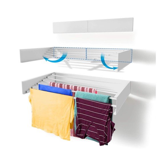 Plastic Laundry Drying Rack Airer - Wall Mounted