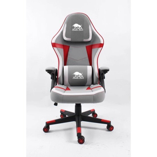 BLACK BULL Gaming Chair With Headrest Up - light grey/white/red