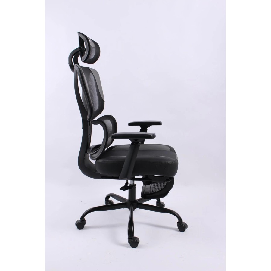 BLACK BULL Mesh Office and Gaming Chair With Footrest - black/red