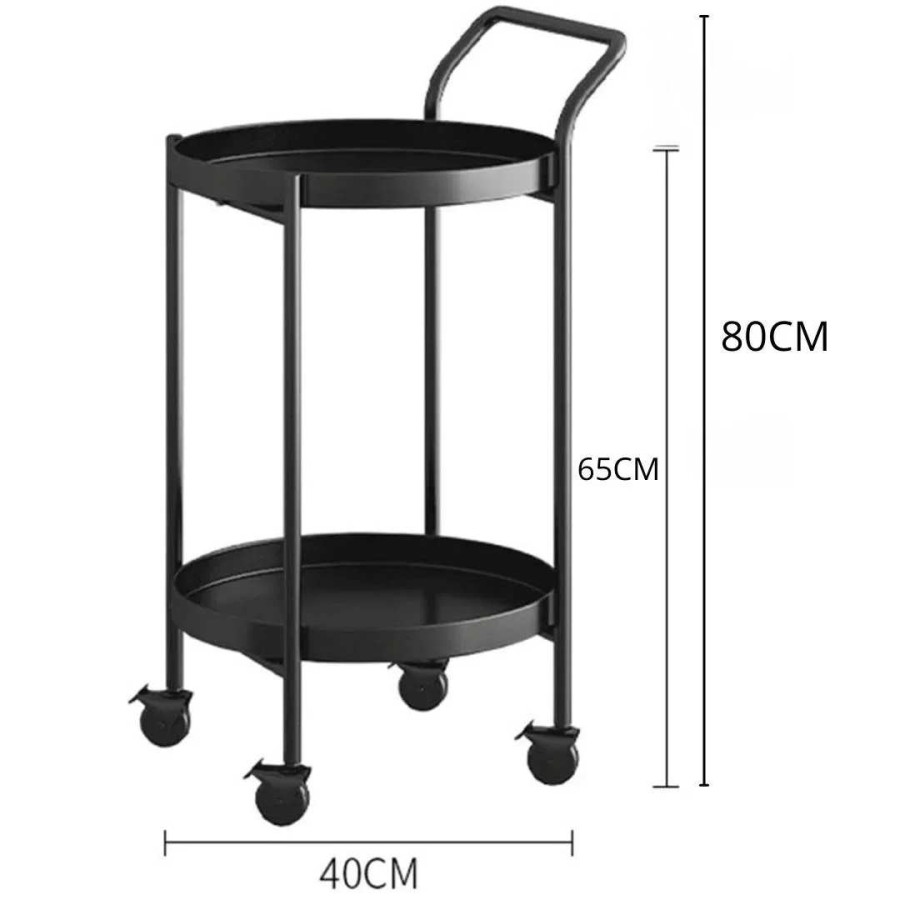 A two-Tiered Round Table with Swivel Casters