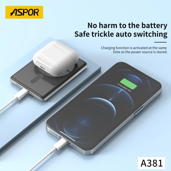 Aspor A381 5000mAh Quick Charge Wireless Magnetic Charging Power Bank