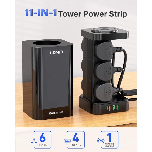 LDNIO 2500W UK Tower Extension Power Socket Multifunctional Storage / Wireless Smart Life