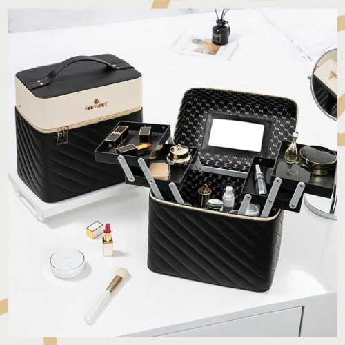 Multifunction Travel Cosmetic Bag with Mirror Portable