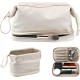 Large Makeup Bag Double Layer Cosmetic for Travel, Portable Leather Toiletry