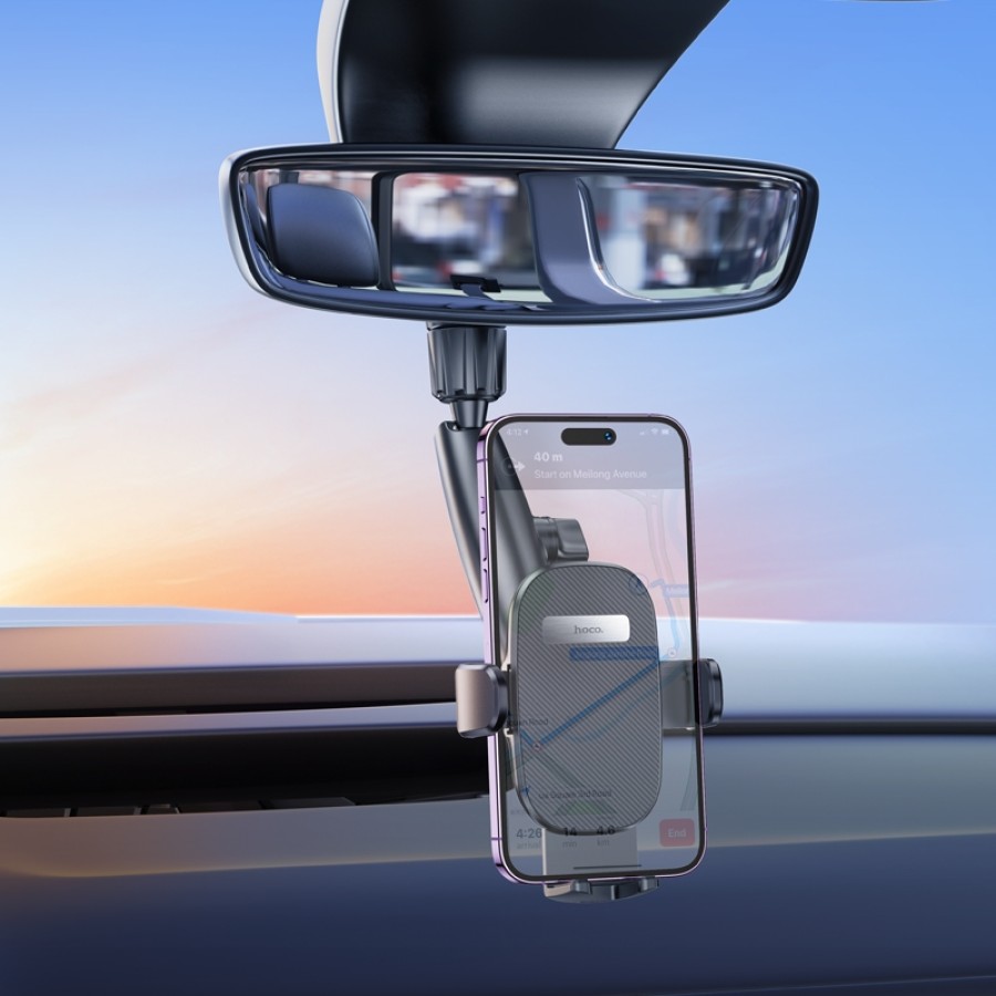 Hoco H17 Waves Rearview Mirror Car Holder (Black)