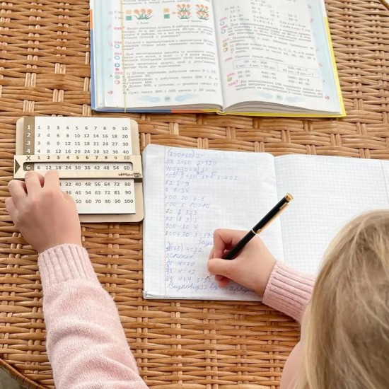 Educate Multiplication Table for Kids on Wooden Planks