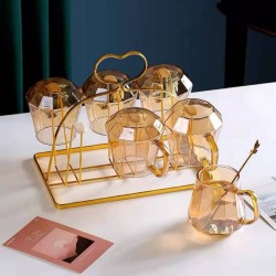 Glass teapot set Drink Set Water Jug with cup and holder