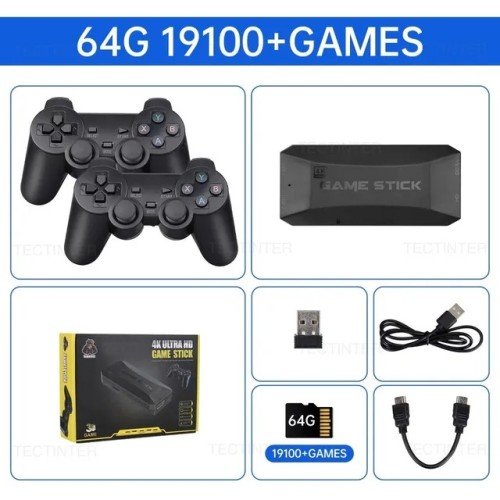 M16 4K TV Game Stick Video Game Console| Wireless Gamepad For N64/GBA