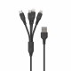 Porodo 4in1 USB Cable Lightning /Type-C/Micro Durable Fast Charge and Data Cable -1.2m