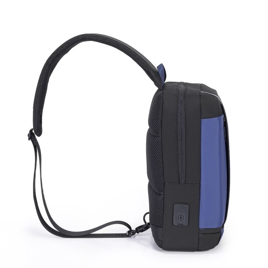 Porodo Lifestyle Cross Body Sling Bag With Fingerprint Lock - Black/Blue