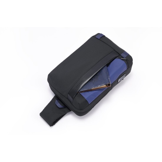 Porodo Lifestyle Cross Body Sling Bag With Fingerprint Lock - Black/Blue