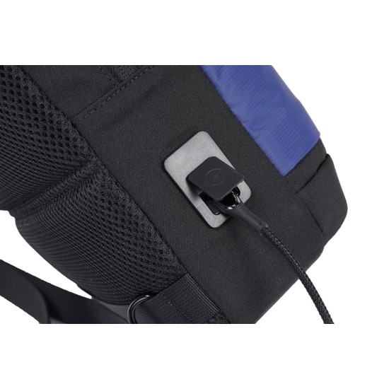 Porodo Lifestyle Cross Body Sling Bag With Fingerprint Lock - Black/Blue