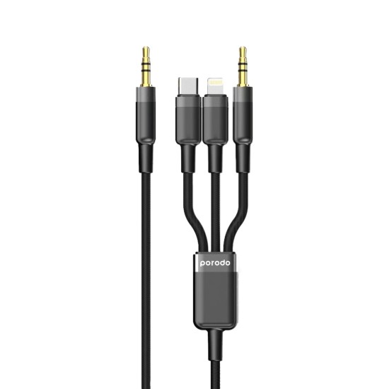 Porodo Multi-Device AUX 3.5mm|Type-C|Lightning Cable-1.2m