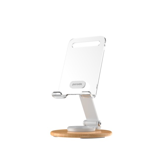 Porodo Rotating Transparent Mobile / Tablet Stand - White
