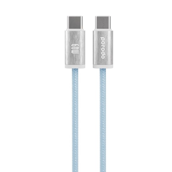 Porodo Woven Braided USB-C To Type-C Cable Data / Fast Charge Aluminum Shell 1.2m - Blue