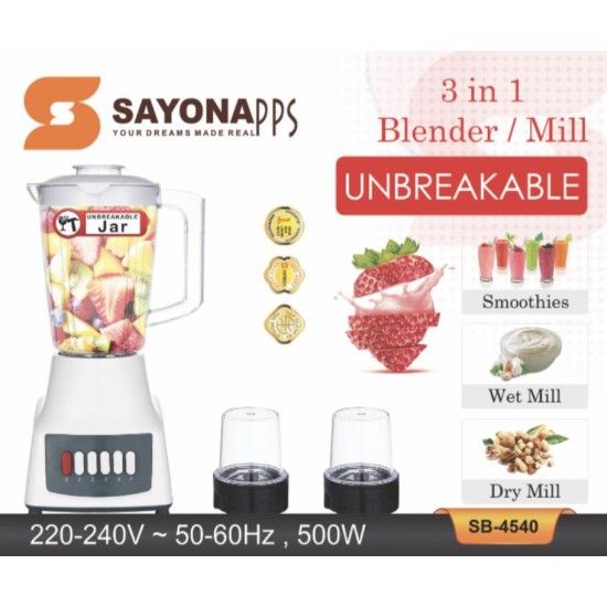 SAYONA  3in1 Blender 500W SB -4540