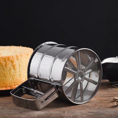 Sieve Cup Mesh Crank Flour Sifter with Measuring Scale for Flour Icing Sugar