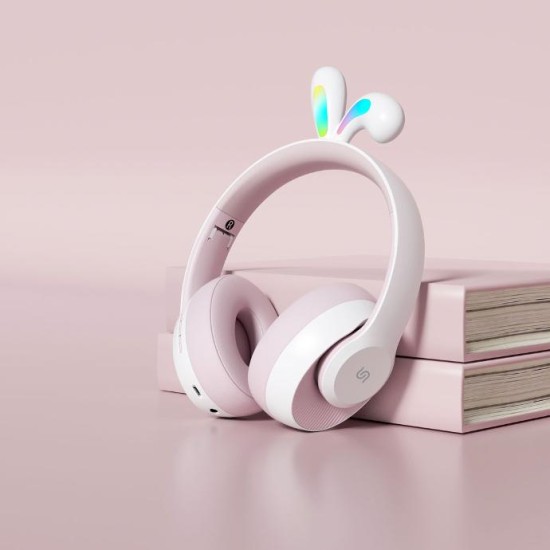 Soundtec By Porodo Kids Wireless Headphone Rabbit Ears LED Lights - Pink