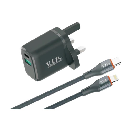 VIP CH-502 Power PD/38W Fast Charger - With USB-C to Lightning Cable (Life Time Warranty)