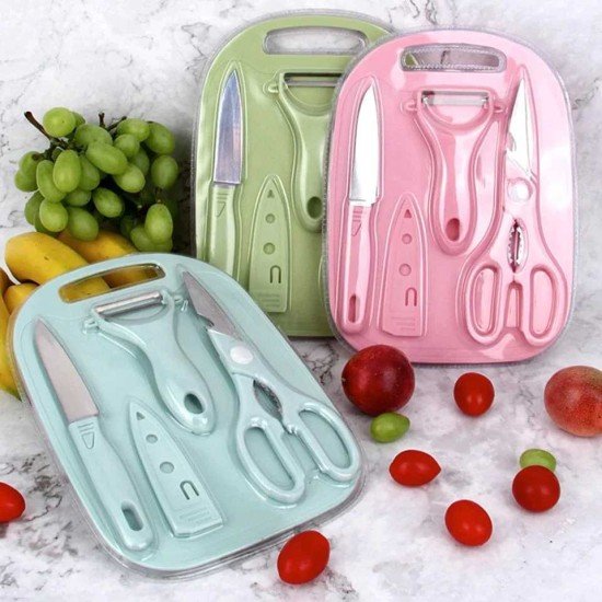 4 PCs Cutting Board With Knife Set