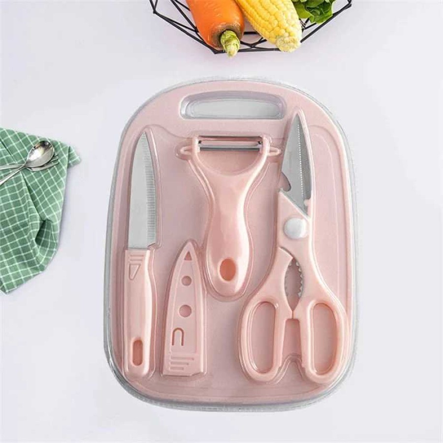 4 PCs Cutting Board With Knife Set