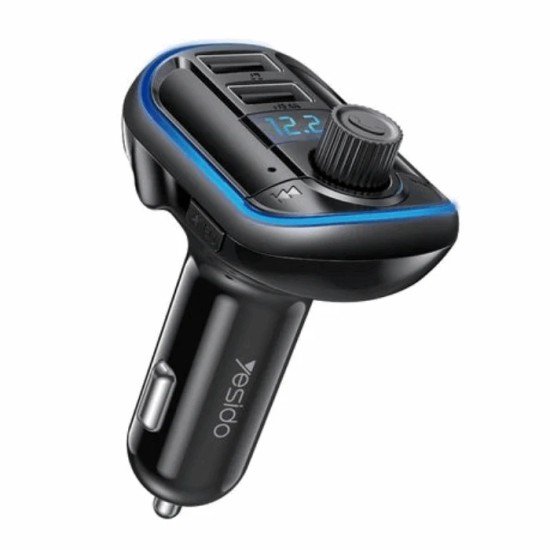 YESIDO bluetooth V5.0 FM Transmitter 2*USB Car Charger Music Play Y44