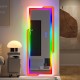 Full Length Floor Standing Mirror with RGB Lighting (Orange + White)