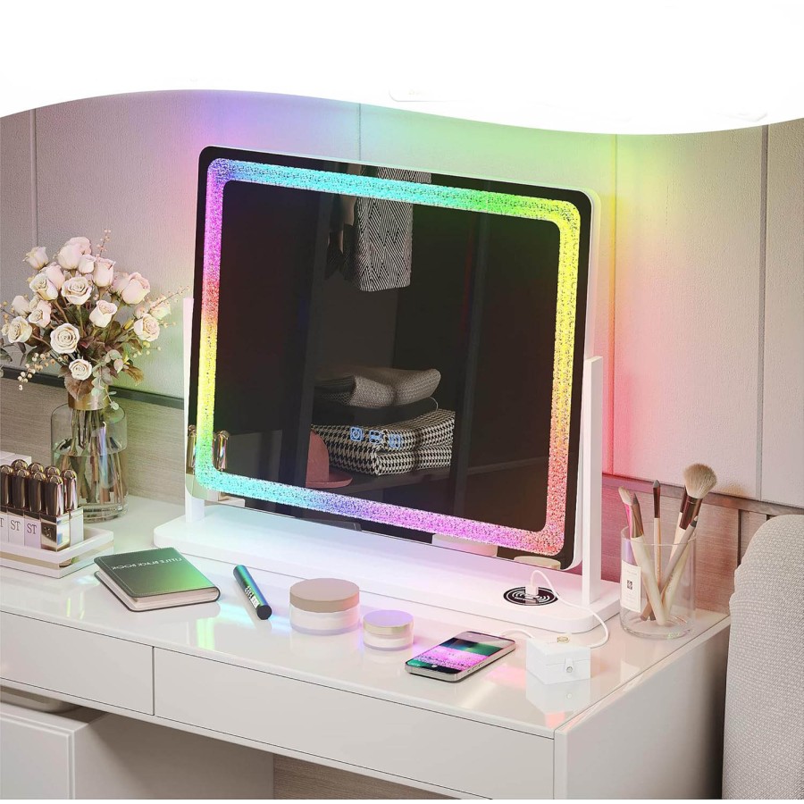 Smart LED Makeup Mirror 23 inch x 18 inch with Charging Station