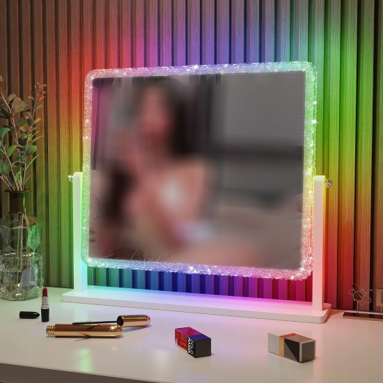 Dystler Vanity Mirror with Lights,23 inch x 18 inch RGB LED Makeup Mirror