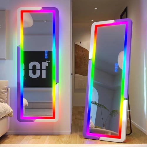 Full Length Floor Standing Mirror with RGB Lighting 160cmx50cm (Purple + White)