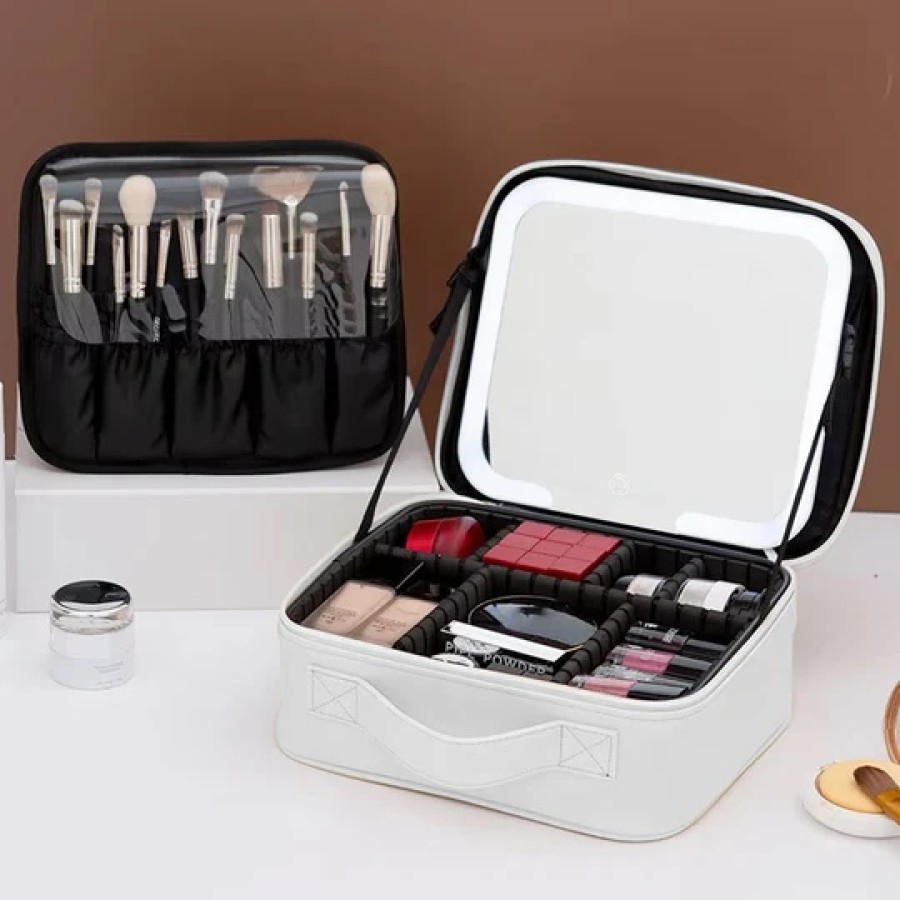 Cosmetic box with LED mirror