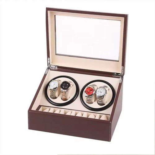 Luxury Leather Watch Storage Box 4+6 Watches - brown