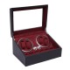 Luxury Leather Watch Storage Box with Auto Rotating Base 4+6 Watches (Black Red)