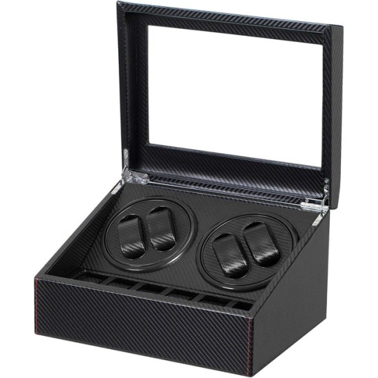 Luxury Leather Watch Storage Box with Automatic Rotating Base 4+6 Watches