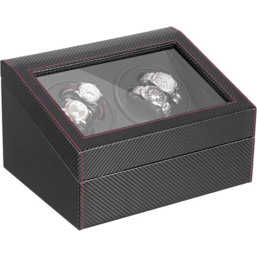 Luxury Leather Watch Storage Box with Automatic Rotating Base 4+6 Watches