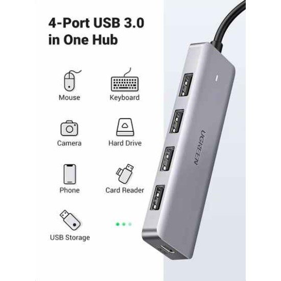 UGREEN 4-Port USB3.0 Hub with USB-C Power Supply 70336-CM219