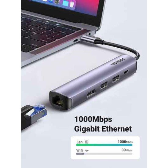 UGREEN 10919 USB-C TO USB3.0 Plus HDMI up to 4K@60Hz + RJ45 + PD ADAPTER ( CM418 10919 )