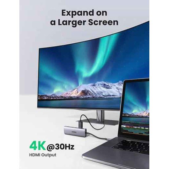 Ugreen 6-in-1 4K HDMI USB C Hub - Space Gray CM195 70410